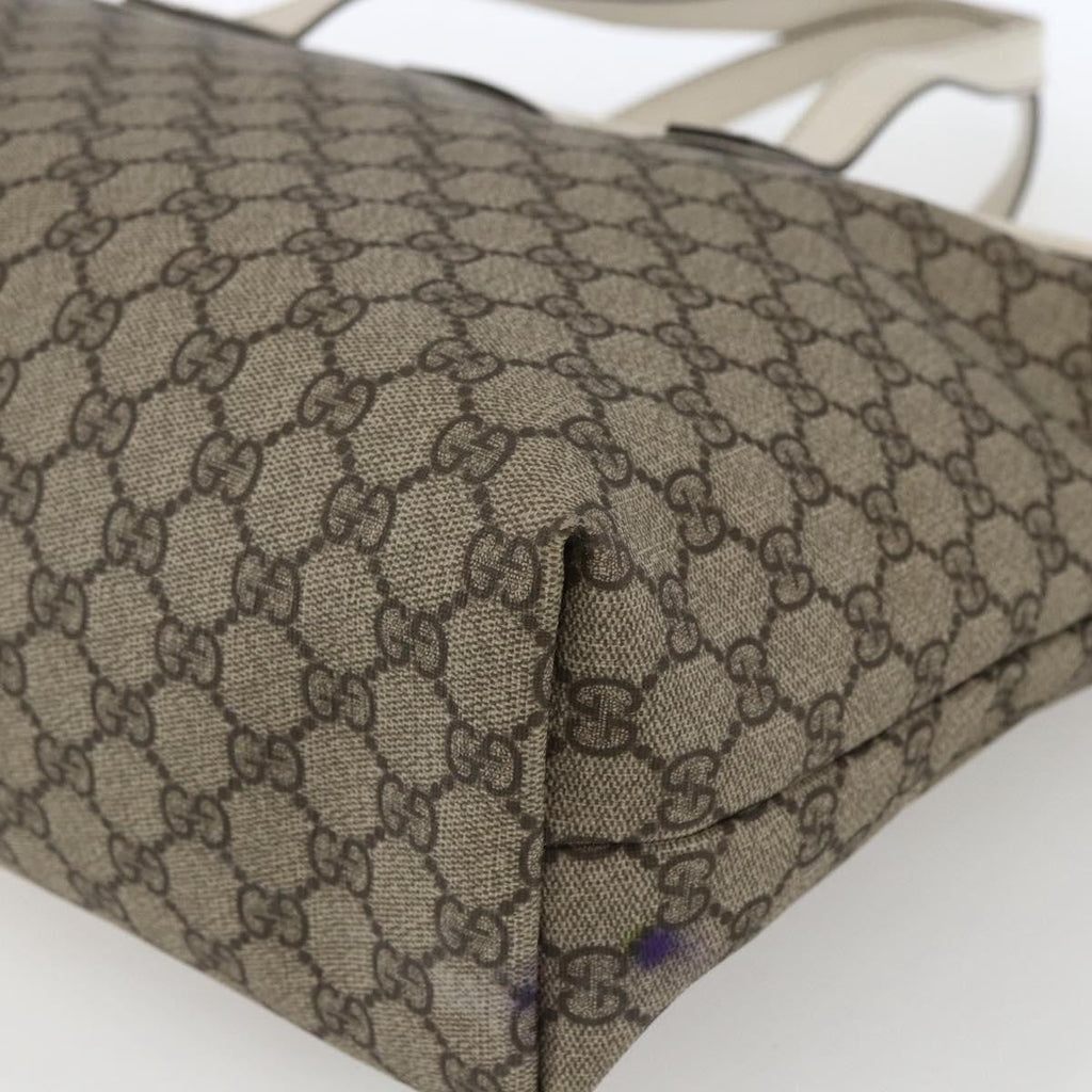 Gucci Plus Tote Gg Coated Canvas With Leather Beige Canvas Tote Bag Bag (Pre-Owned)