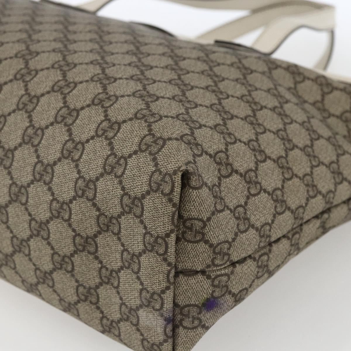 Gucci Plus Tote Gg Coated Canvas With Leather Beige Canvas Tote Bag Bag (Pre-Owned)