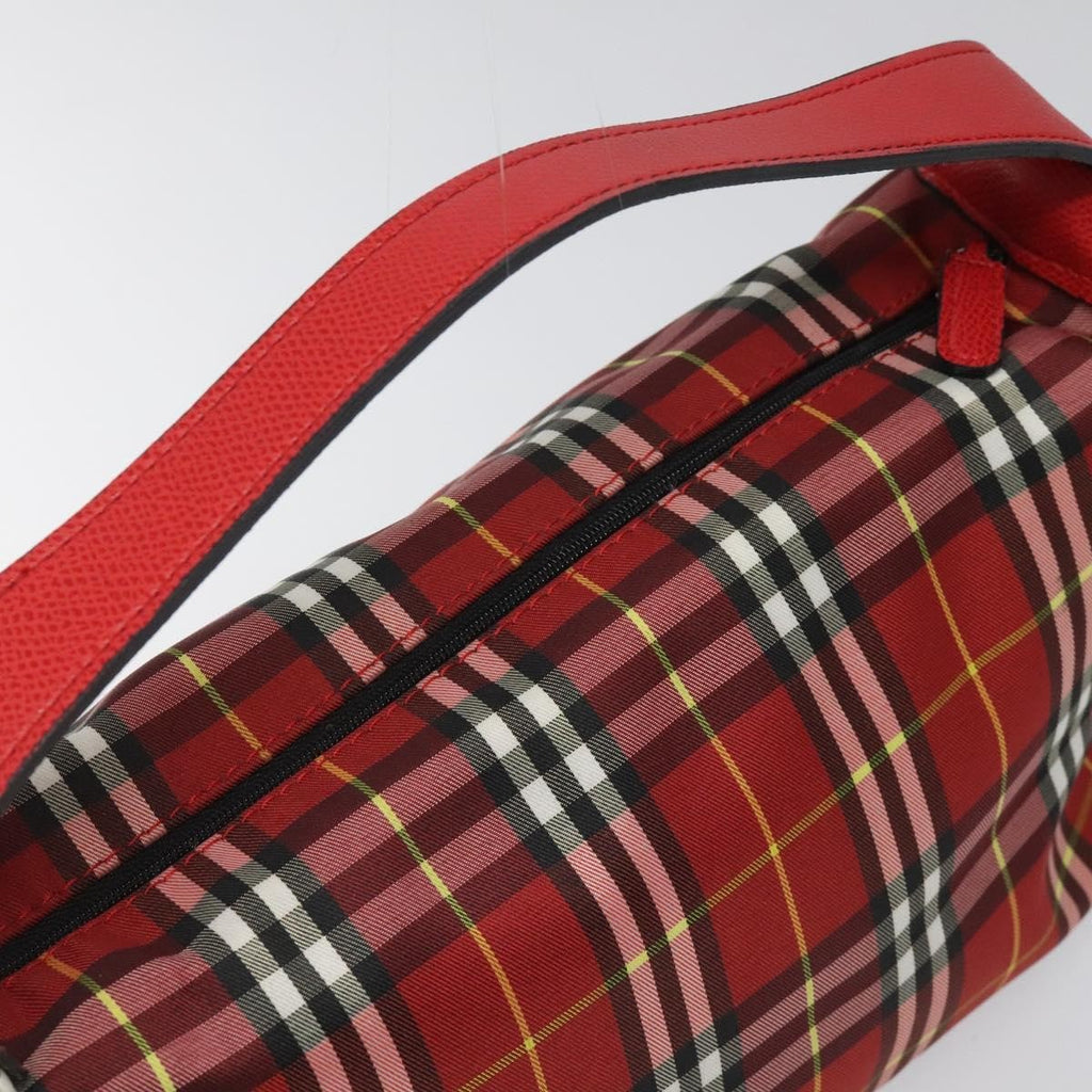 Burberry Nova Check Handbag Leather And Nylon Red Nylon Handbag (Pre-Owned)