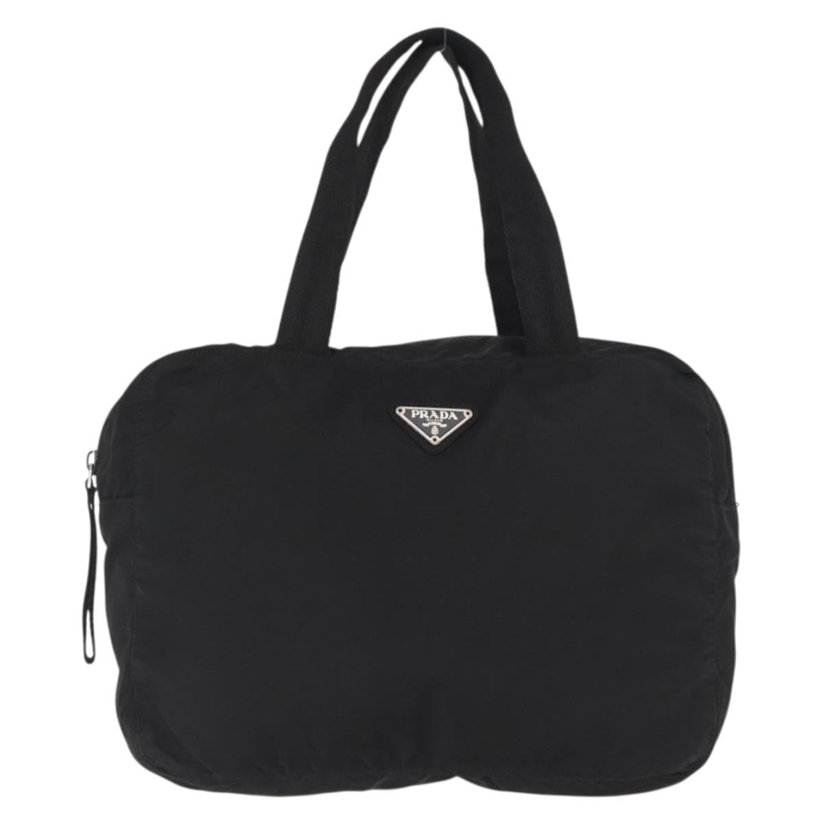 Prada Vintage Zip Handbag Tessuto Black Nylon Handbag (Pre-Owned)
