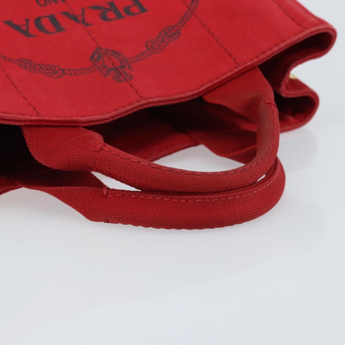 Prada Canapa Tote Canvas Red Canvas Tote Bag Bag (Pre-Owned)