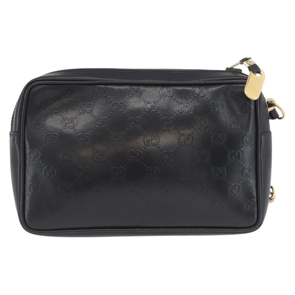Gucci Vintage Clutch Bag Leather Black Leather Clutche & Pouche Bag (Pre-Owned)