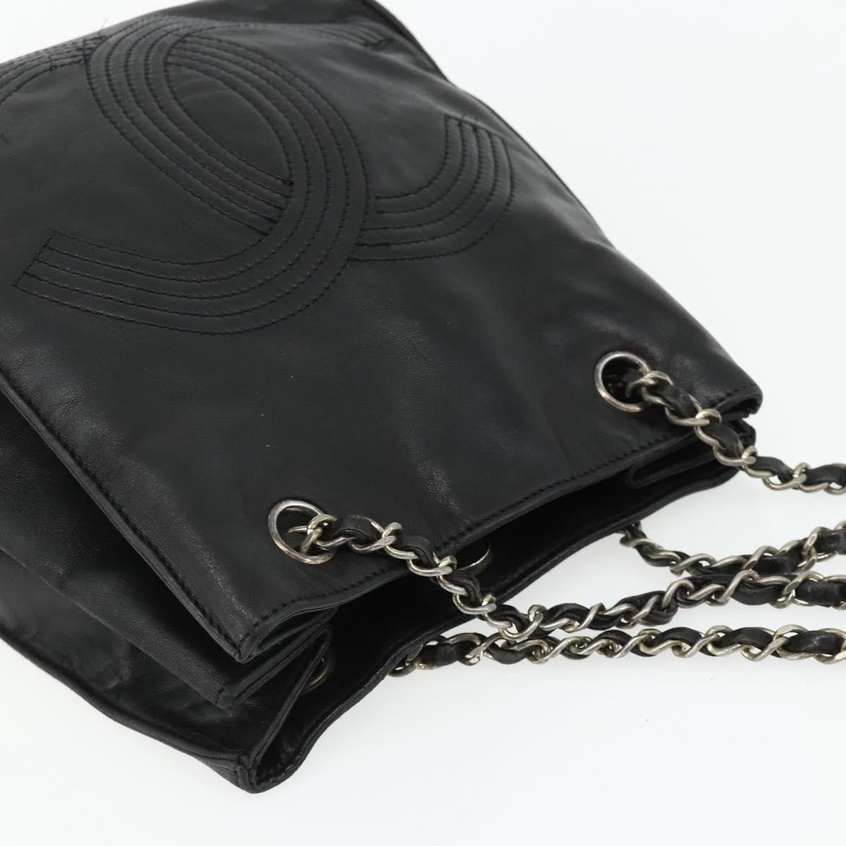 Chanel Vintage Cc Shoulder Bag Lambskin Black Leather Shoulder Bag Bag (Pre-Owned)