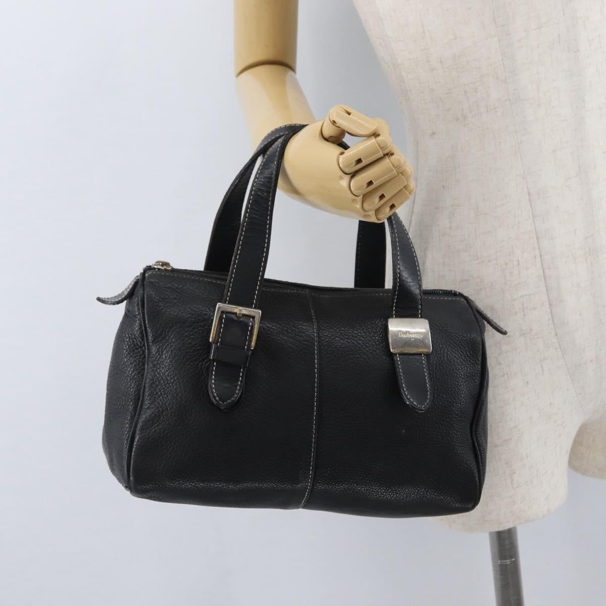Burberry Vintage Handbag Leather Black Leather Handbag (Pre-Owned)