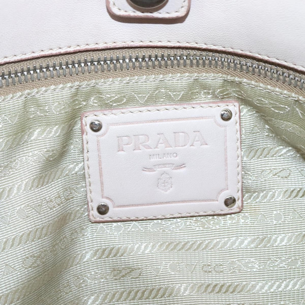 Prada Buckle Strap Shoulder Bag Leather Beige Leather Shoulder Bag Bag (Pre-Owned)