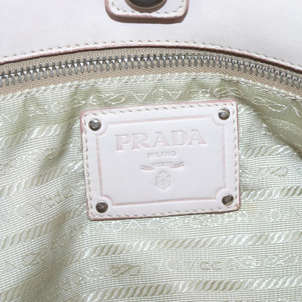 Prada Buckle Strap Shoulder Bag Leather Beige Leather Shoulder Bag Bag (Pre-Owned)