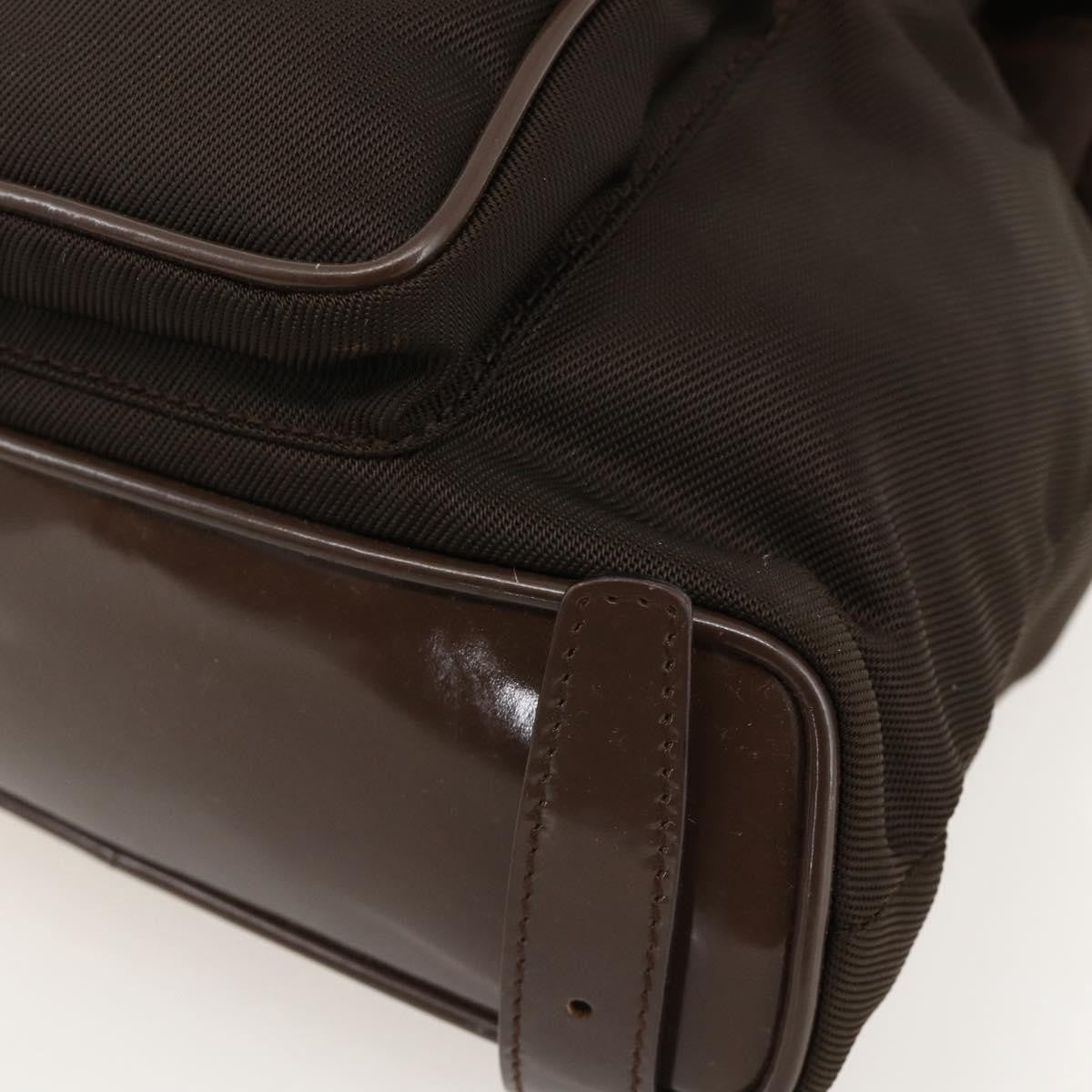 Gucci Vintage Bamboo Backpack Nylon And Patent Leather Brown Nylon Backpack Bag (Pre-Owned)
