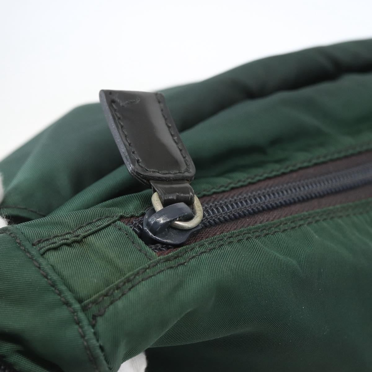Prada Double Buckle Flap Messenger Bag Tessuto Green Nylon Shoulder Bag Bag (Pre-Owned)