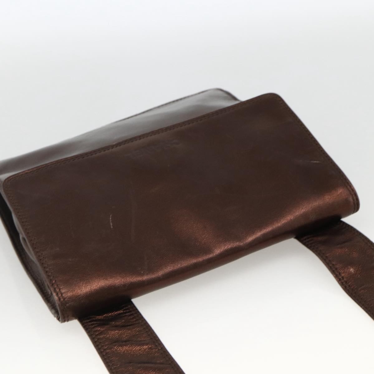 Chanel Vintage Logo Flap Messenger Bag Leather Brown Leather Shoulder Bag Bag (Pre-Owned)