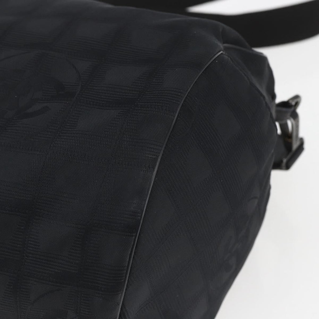 Chanel Travel Line Boston Bag Nylon Black Nylon Travel Bag Bag (Pre-Owned)