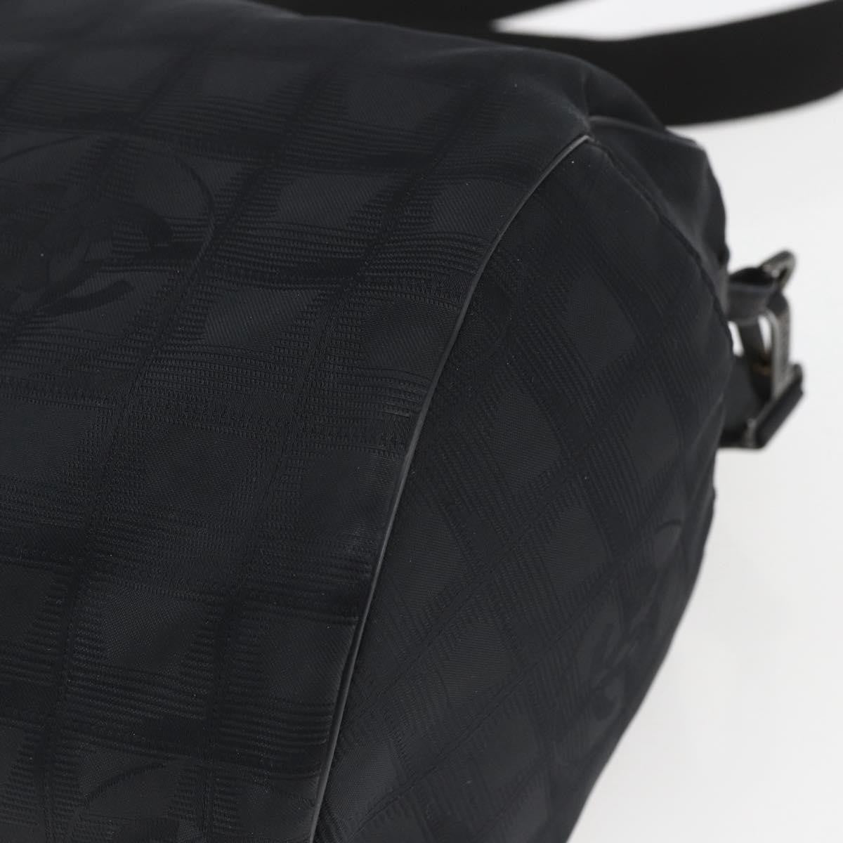 Chanel Travel Line Boston Bag Nylon Black Nylon Travel Bag Bag (Pre-Owned)