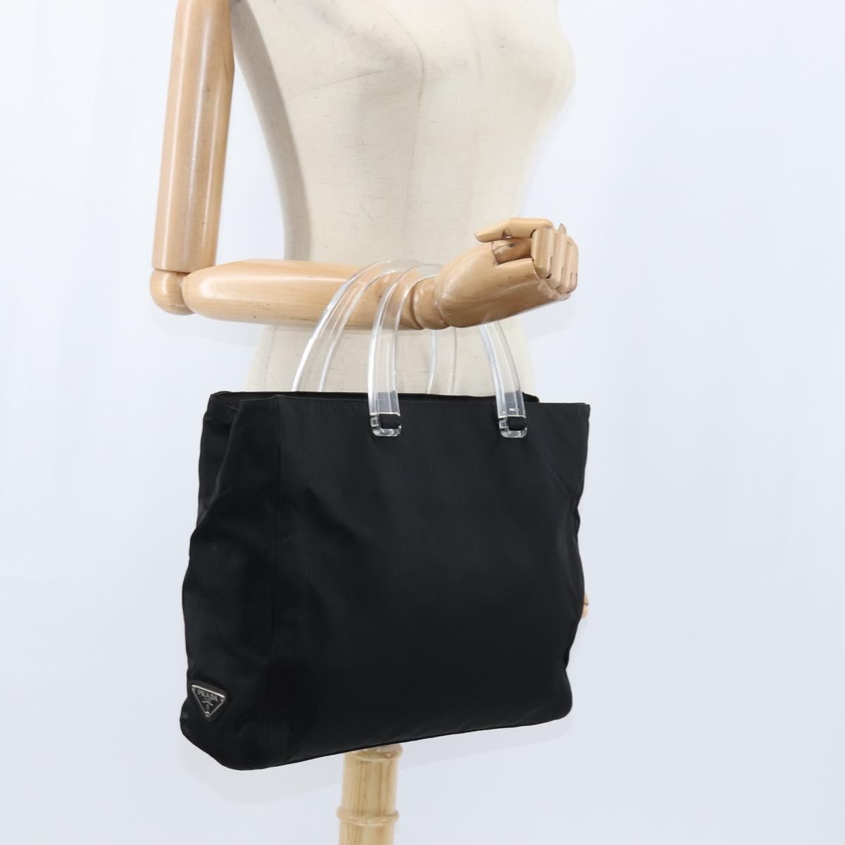 Prada Resin Handle Tote Tessuto Black Nylon Tote Bag Bag (Pre-Owned)