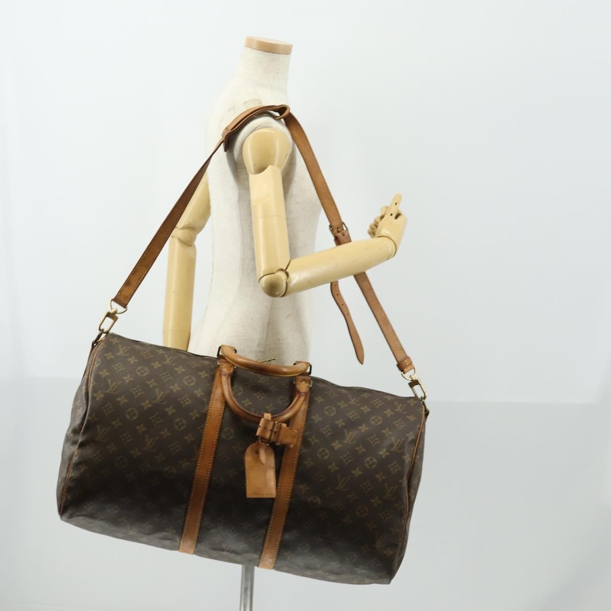 Louis Vuitton Keepall Bandouliere Bag Monogram Canvas Brown Canvas Travel Bag Bag (Pre-Owned)