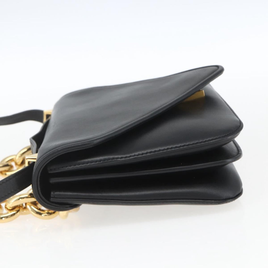 Bottega Veneta Mount Shoulder Bag Leather Black Leather Shoulder Bag Bag (Pre-Owned)
