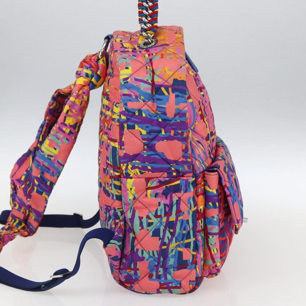 Chanel Cc Pocket Backpack Quilted Printed Foulard Multicolour Nylon Backpack Bag (Pre-Owned)