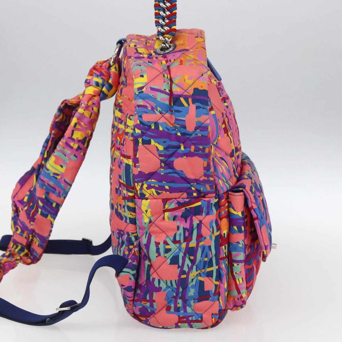 Chanel Cc Pocket Backpack Quilted Printed Foulard Multicolour Nylon Backpack Bag (Pre-Owned)