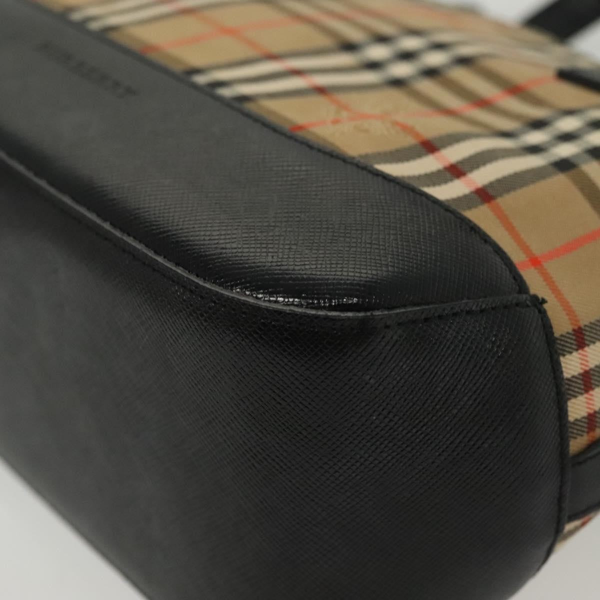 Burberry Nova Handbag Check Pattern Beige Canvas Bag (Pre-Owned)