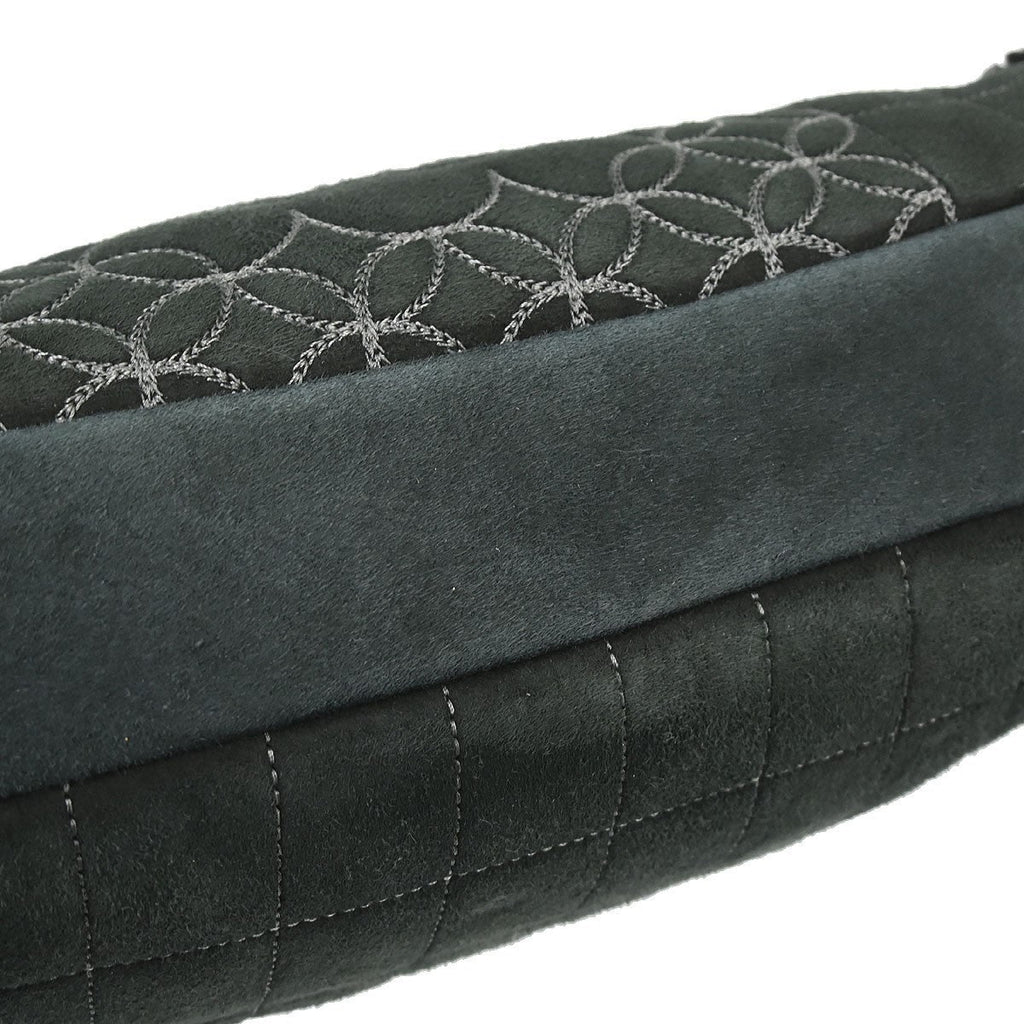 Chanel Vintage Embroidered Cc Chain Tote Quilted Suede And Shearling Black Suede Tote Bag Bag (Pre-Owned)