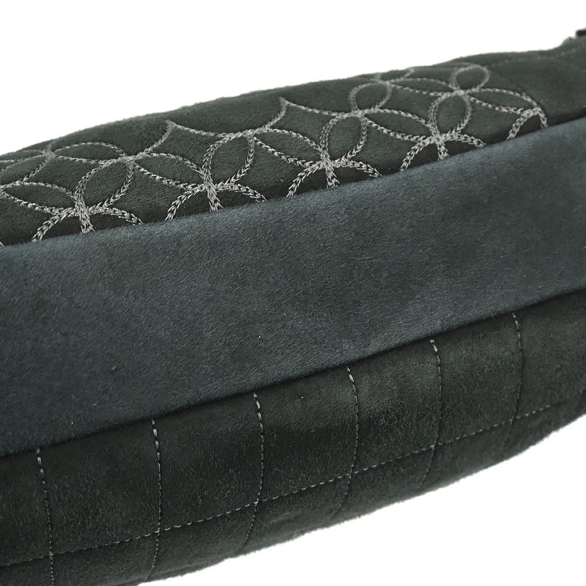Chanel Vintage Embroidered Cc Chain Tote Quilted Suede And Shearling Black Suede Tote Bag Bag (Pre-Owned)