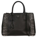 Prada Grommet Galleria Double Zip Tote City Calfskin Black Leather Shoulder Bag Bag (Pre-Owned)