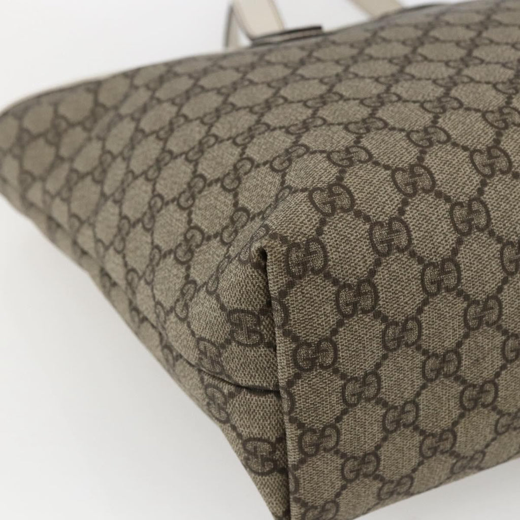 Gucci Plus Tote Gg Coated Canvas With Leather Beige Canvas Tote Bag Bag (Pre-Owned)