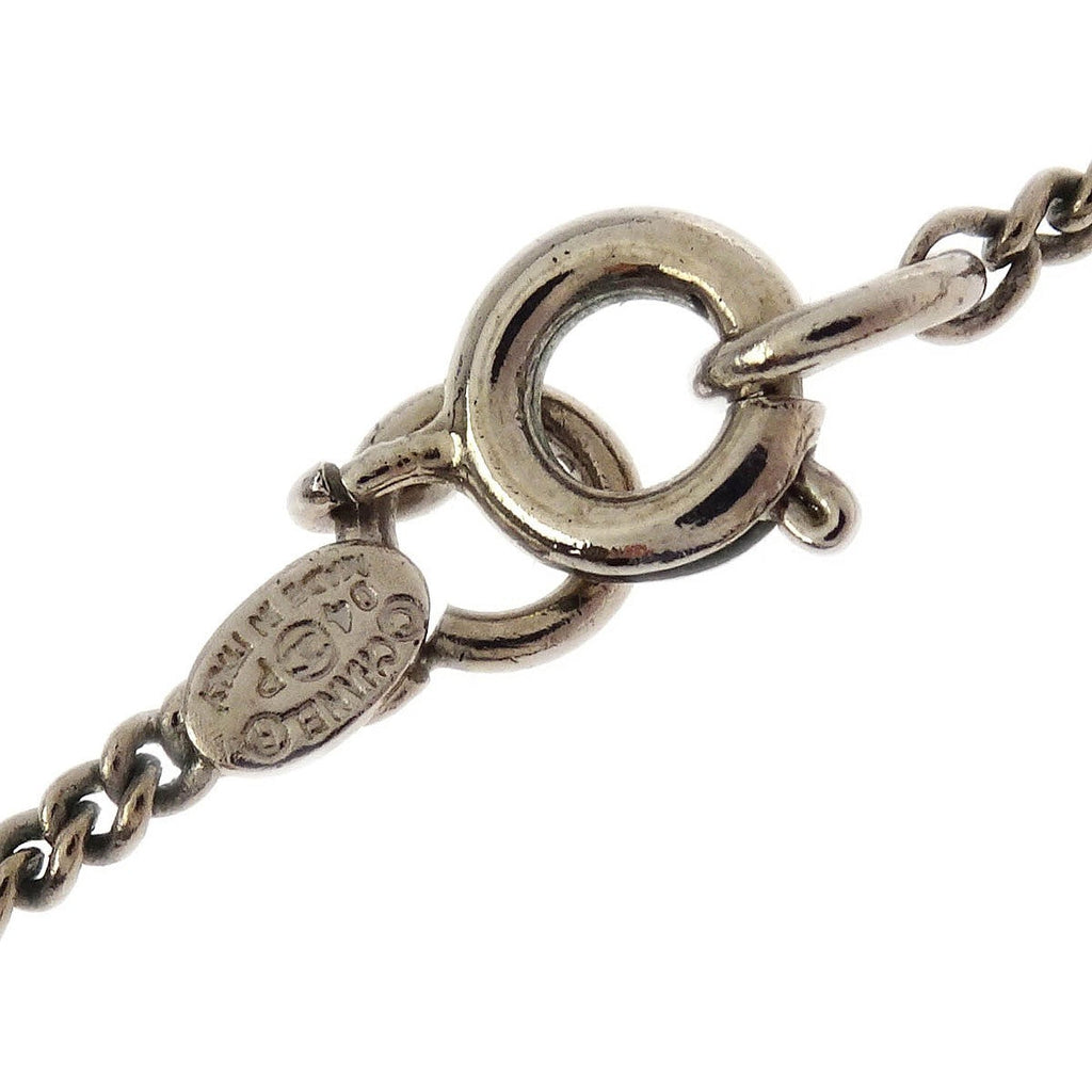 Chanel Cc Heart Pendant Metal Red Silver_Plated Necklace Jewelry (Pre-Owned)