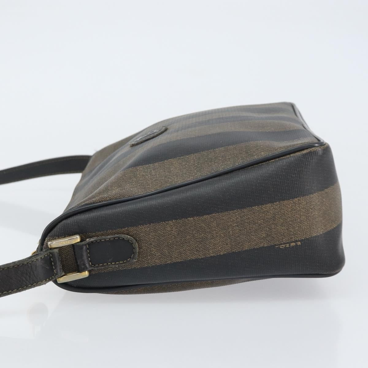Fendi Vintage Pequin Shoulder Bag Pequin Brown Canvas Shoulder Bag Bag (Pre-Owned)