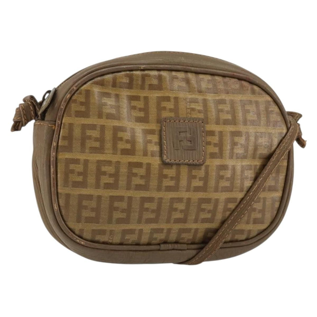 Fendi Zucchino Canvas Beige Canvas Shoulder Bag Bag (Pre-Owned)
