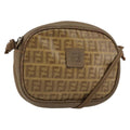 Fendi Zucchino Canvas Beige Canvas Shoulder Bag Bag (Pre-Owned)