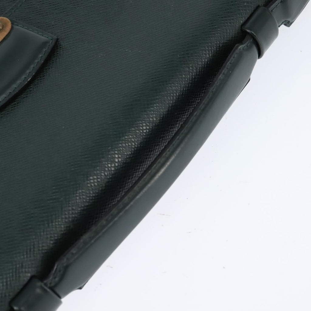 Louis Vuitton Serviette Kourad Briefcase Taiga Leather Green Leather Briefcase Bag (Pre-Owned)
