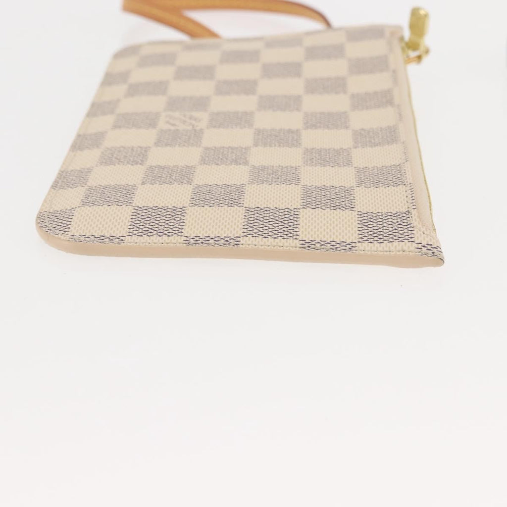 Louis Vuitton Neverfull Pochette Damier White Canvas Clutche & Pouche Bag (Pre-Owned)