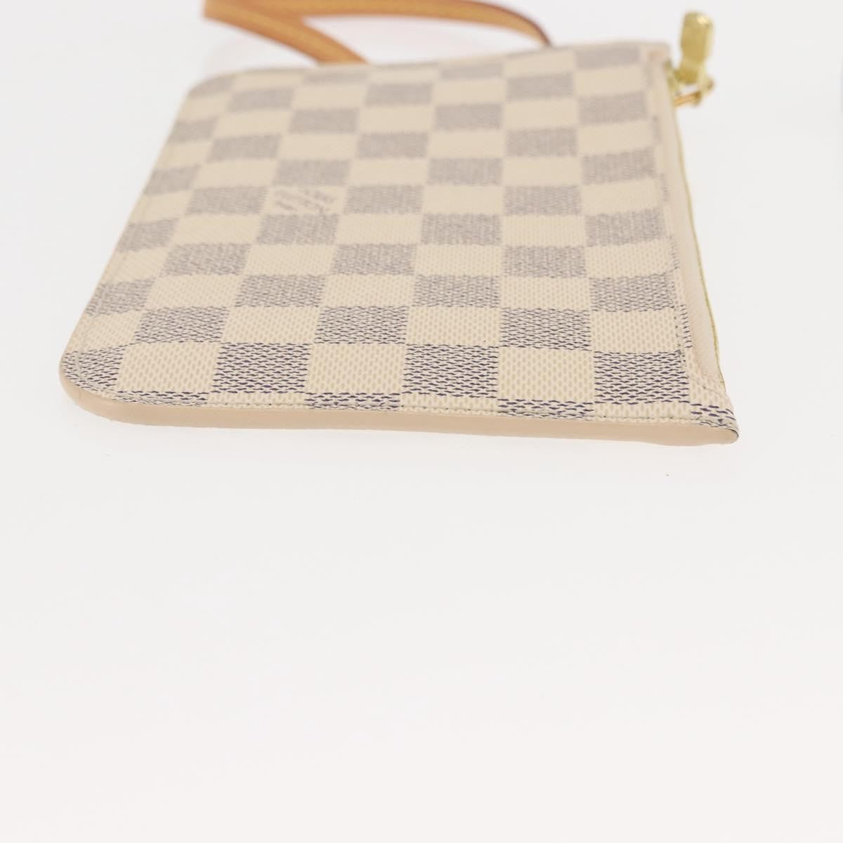 Louis Vuitton Neverfull Pochette Damier White Canvas Clutche & Pouche Bag (Pre-Owned)