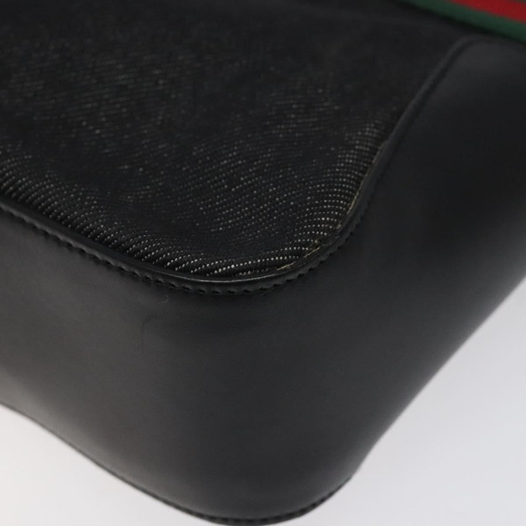 Gucci Vintage Tote Canvas Black Canvas Tote Bag Bag (Pre-Owned)