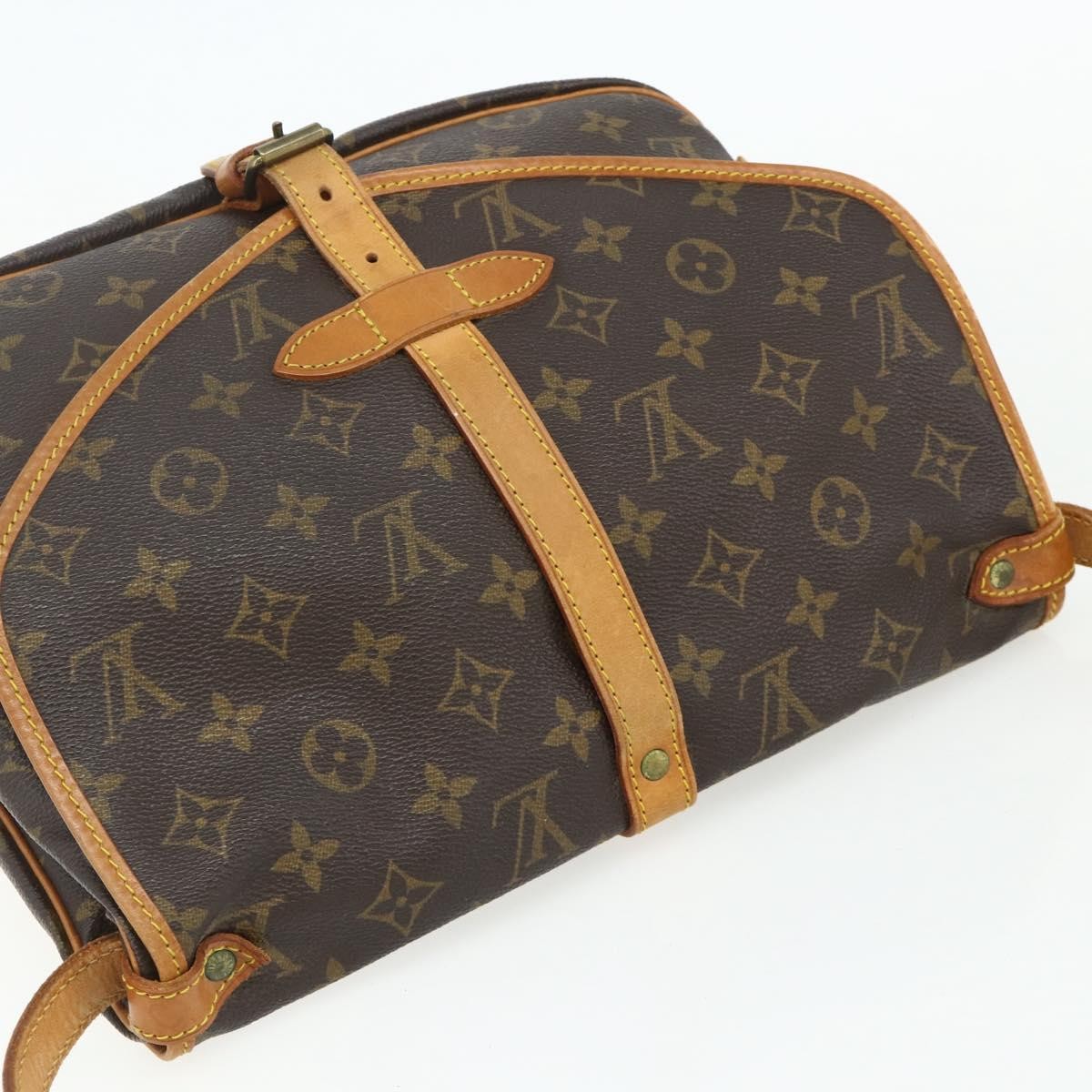 Louis Vuitton Saumur Handbag Monogram Canvas Brown Canvas Shoulder Bag Bag (Pre-Owned)