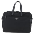 Prada Convertible Front Zip Briefcase Tessuto With Saffiano Leather Black Nylon Briefcase Bag (Pre-Owned)