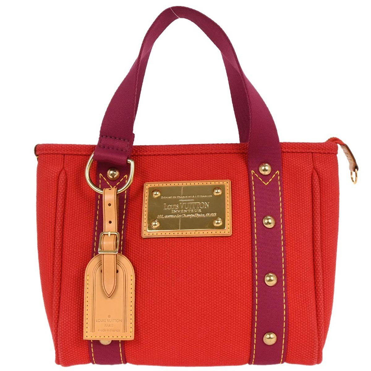 Louis Vuitton Antigua Tote Canvas Red Canvas Tote Bag Bag (Pre-Owned)