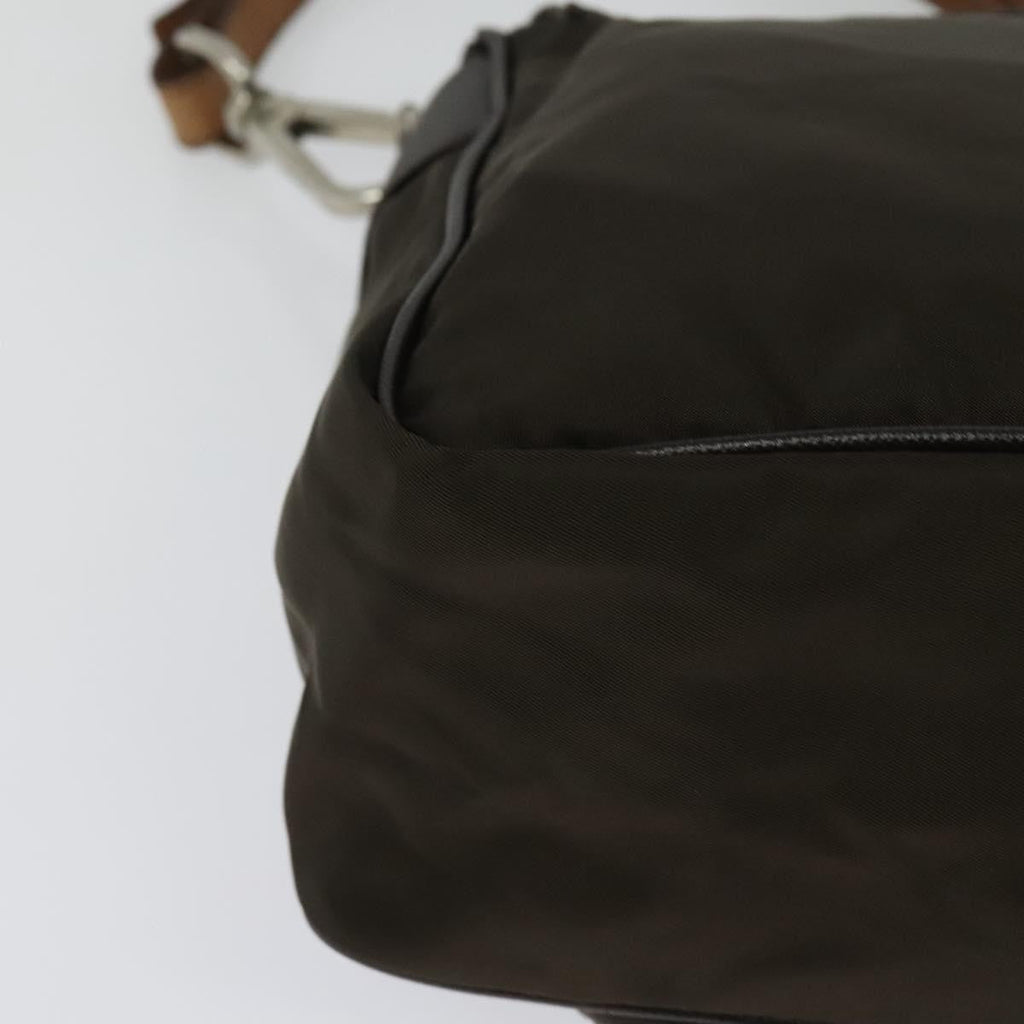 Prada Vintage Flap Shoulder Bag Nylon Khaki Nylon Shoulder Bag Bag (Pre-Owned)