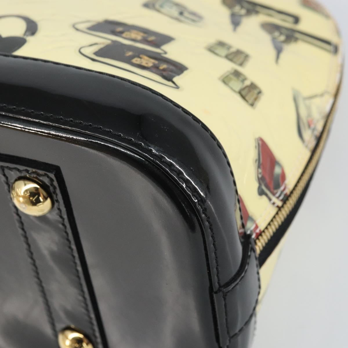Louis Vuitton Alma Handbag Limited Edition Stickers Monogram Vernis White Patent_Leather Handbag (Pre-Owned)
