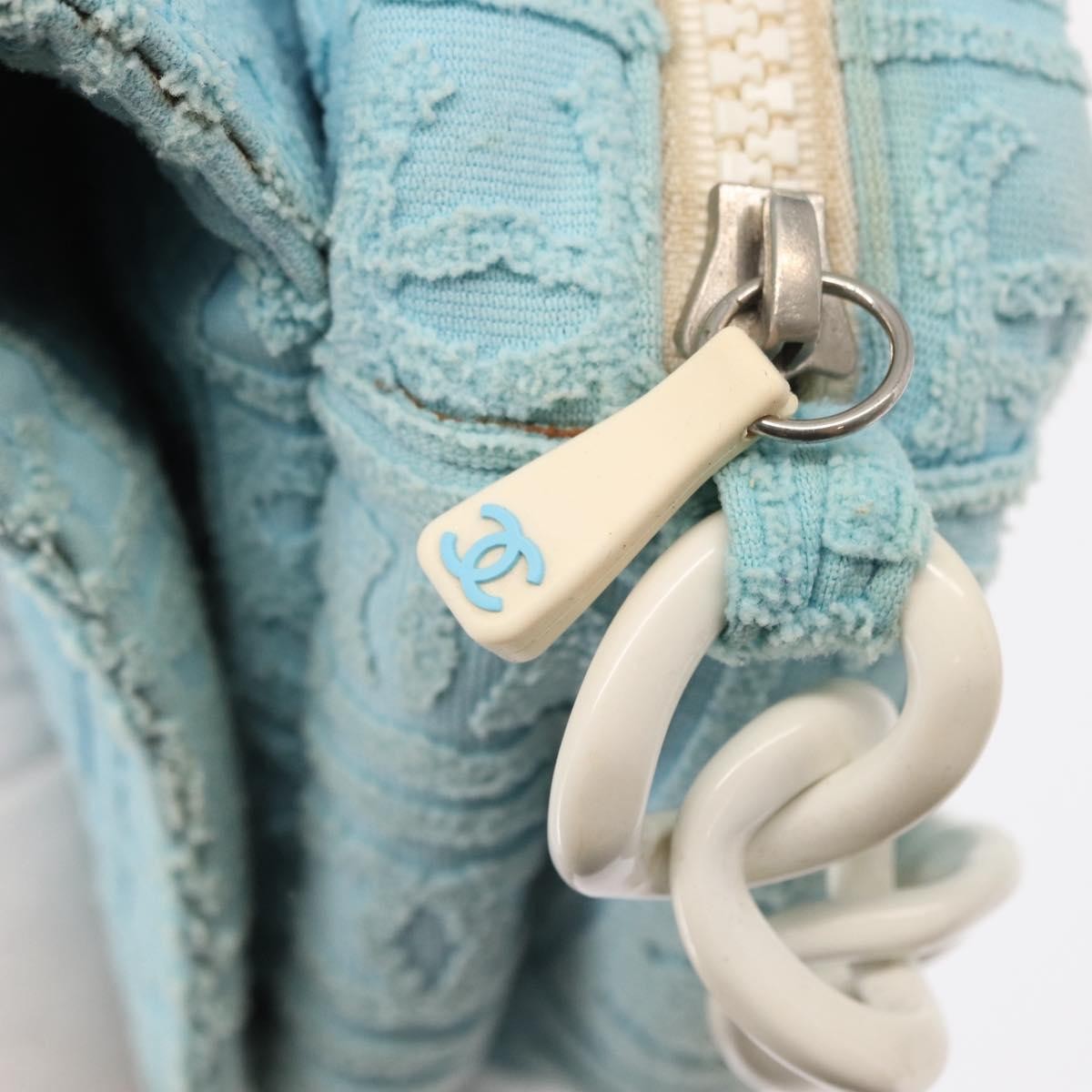 Chanel Sport Line Resin Camera Flap Bag Terry Cloth Blue Plastic Shoulder Bag Bag (Pre-Owned)
