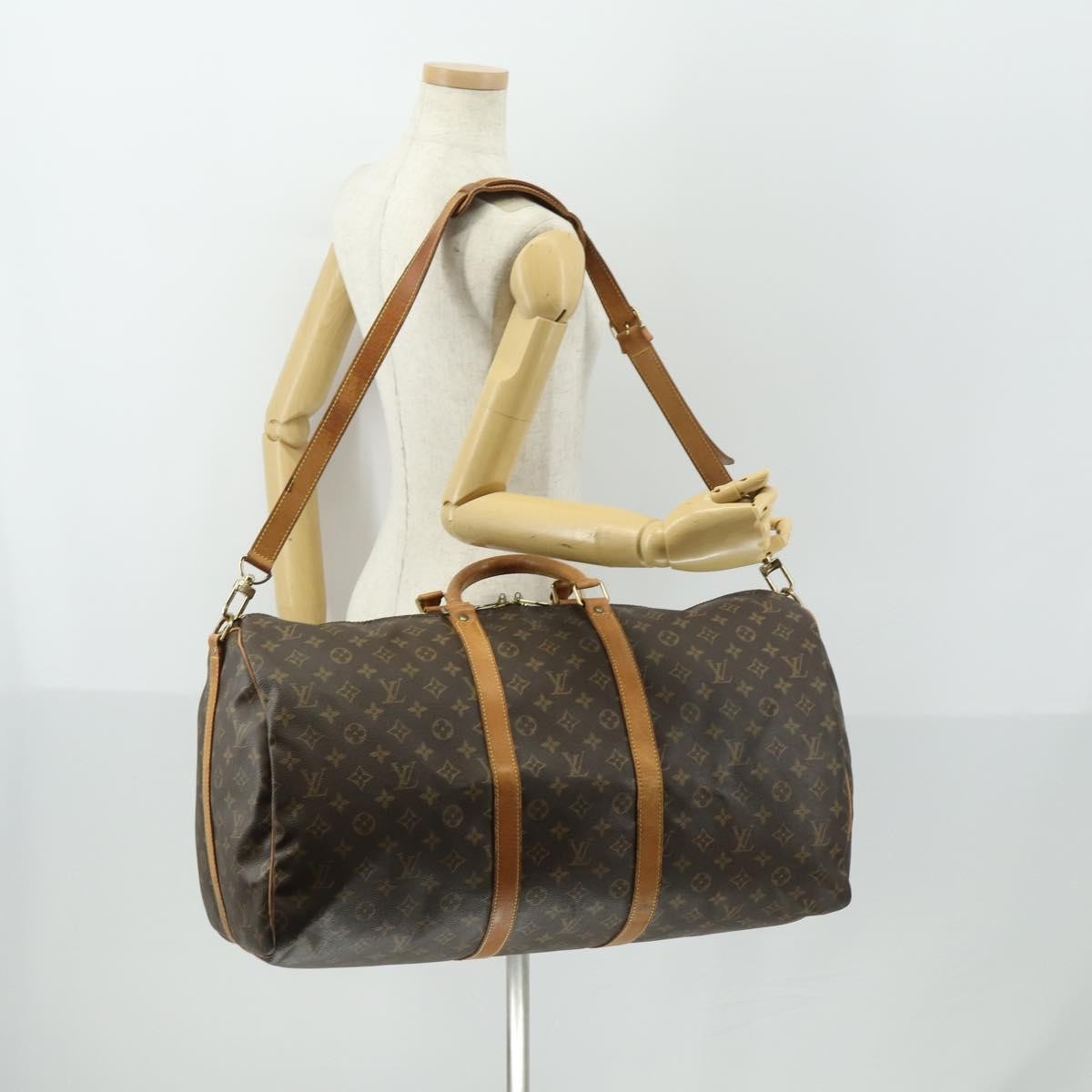 Louis Vuitton Keepall Bandouliere Bag Monogram Canvas Brown Canvas Travel Bag Bag (Pre-Owned)