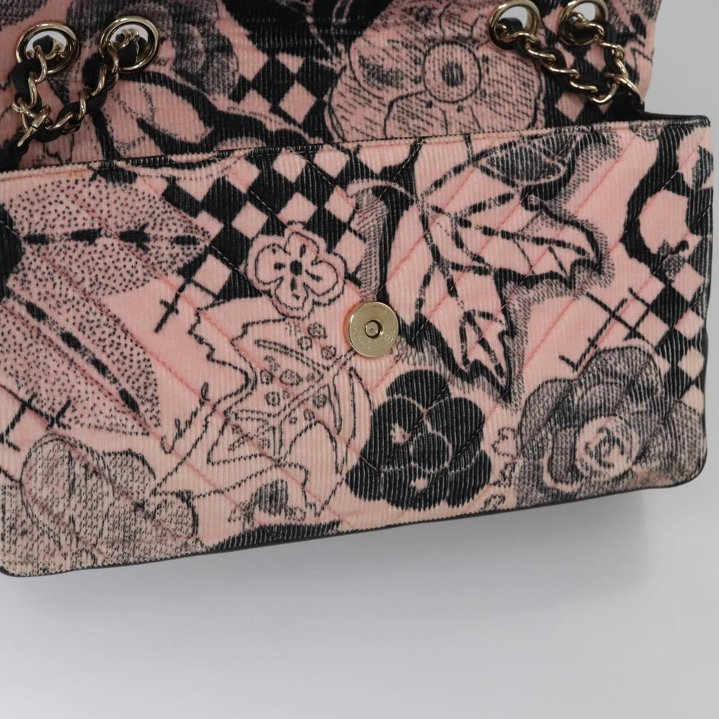 Chanel Flap Shoulder Bag Canvas Pink Cotton Shoulder Bag Bag (Pre-Owned)