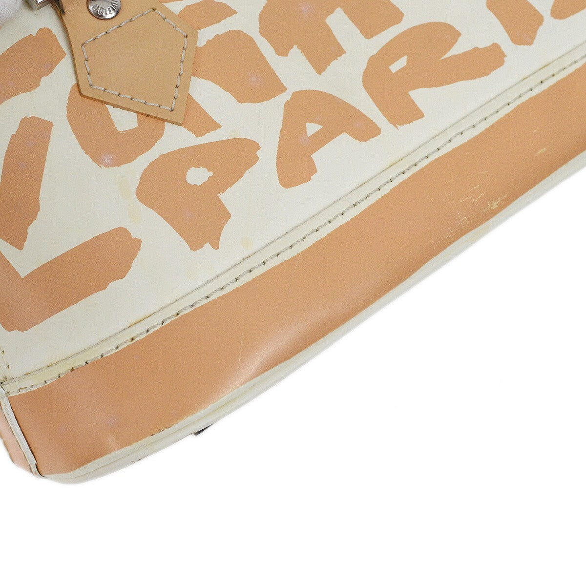 Louis Vuitton Alma Handbag Limited Edition Graffiti Leather Beige Leather Handbag (Pre-Owned)