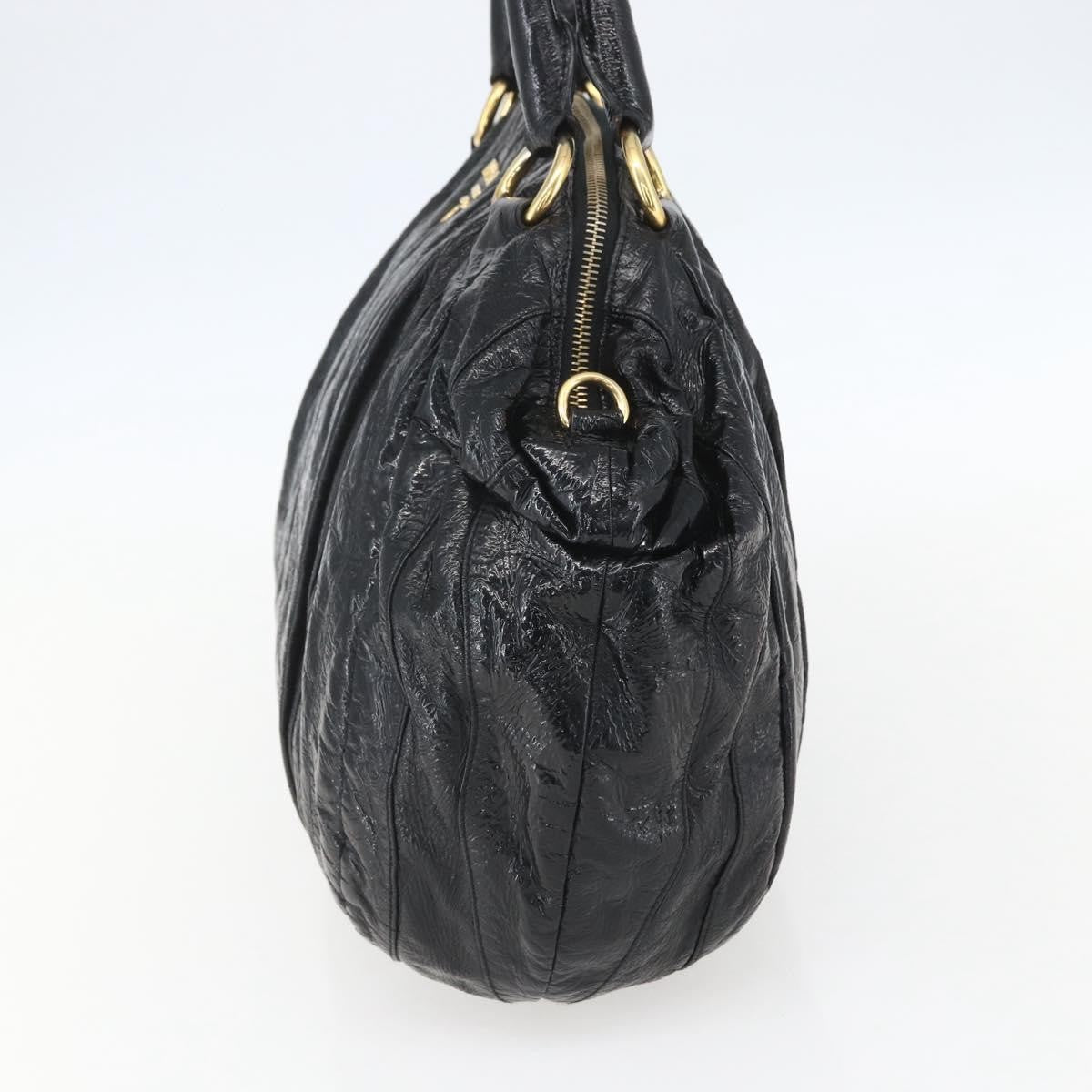 Prada Waves Hobo Leather And Tessuto Black Leather Handbag (Pre-Owned)