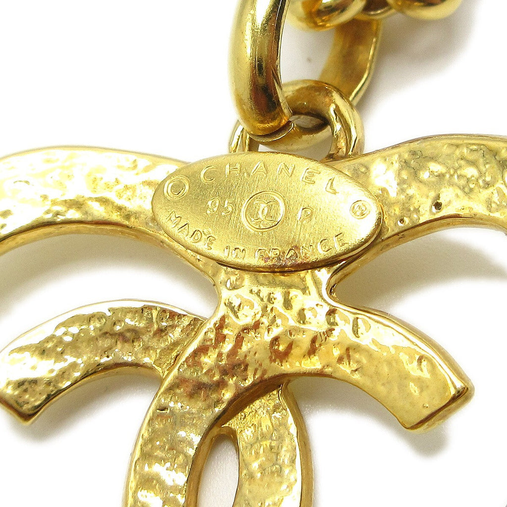 Chanel Cc Heart Pendant Necklace Metal Gold Gold_Plated Necklace Jewelry (Pre-Owned)