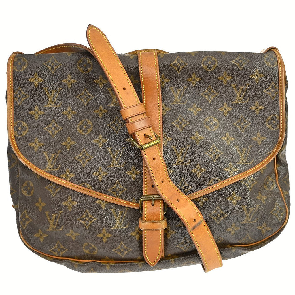 Louis Vuitton Saumur Handbag Monogram Canvas Brown Canvas Shoulder Bag Bag (Pre-Owned)