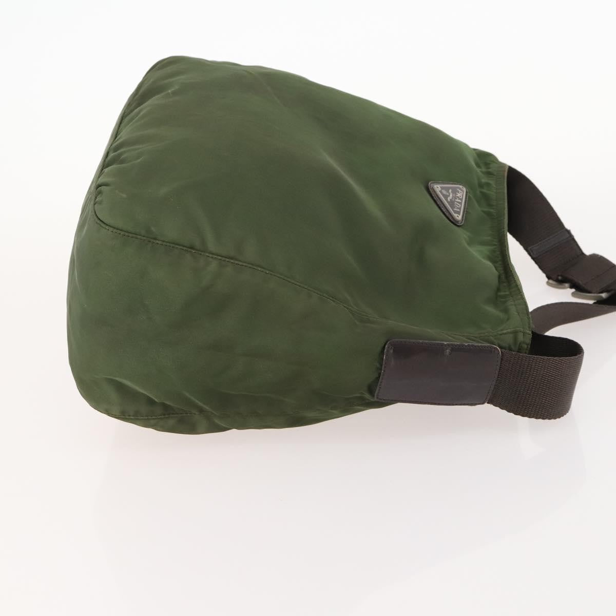 Prada Zip Top Messenger Bag Tessuto Khaki Nylon Shoulder Bag Bag (Pre-Owned)