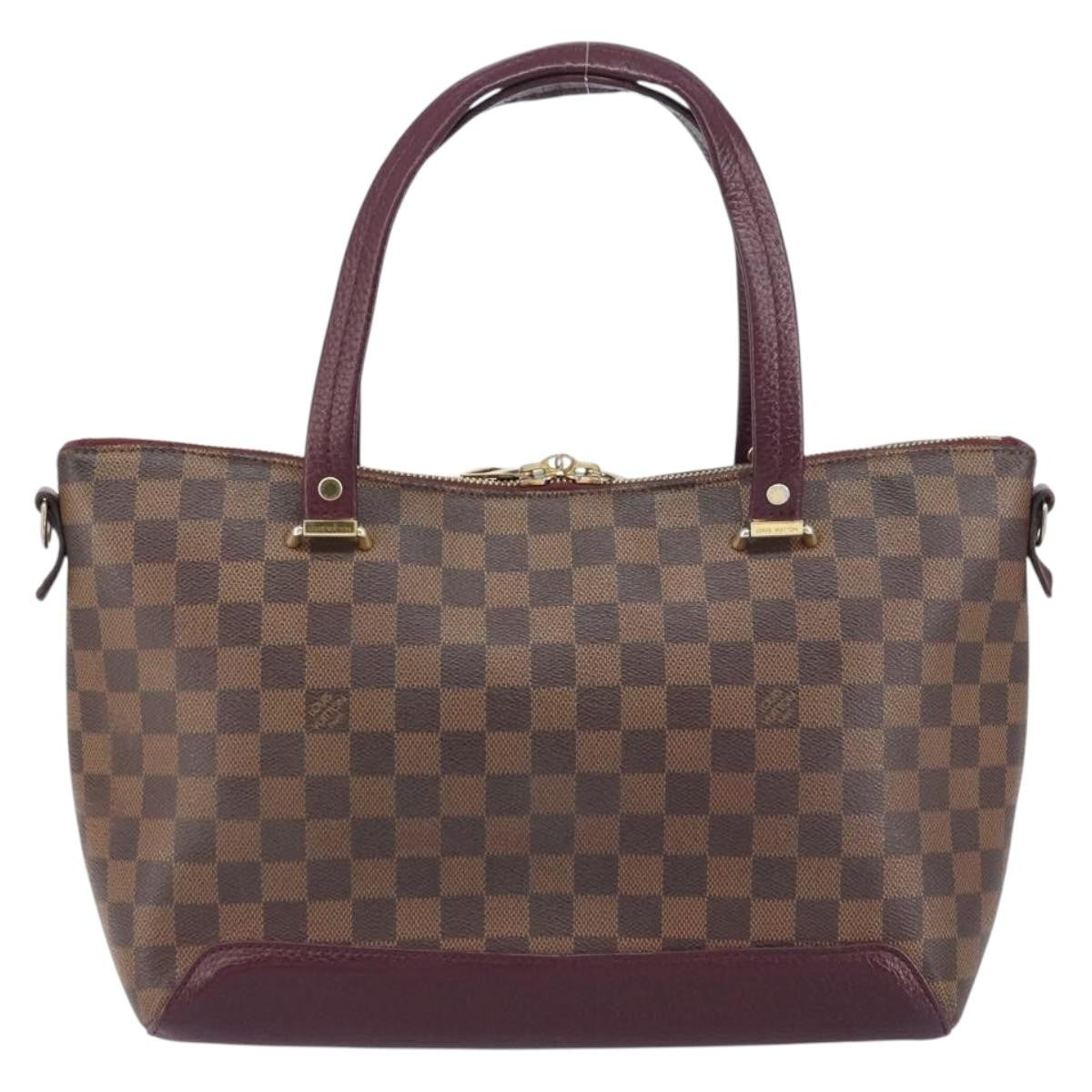 Louis Vuitton Hyde Park Handbag Damier With Leather Brown Canvas Handbag (Pre-Owned)