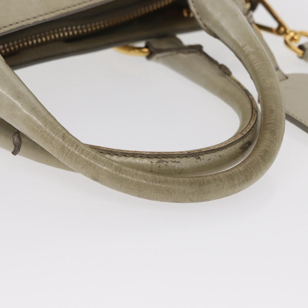 Prada Tote Vitello Daino Vitello Daino Beige Leather Handbag (Pre-Owned)