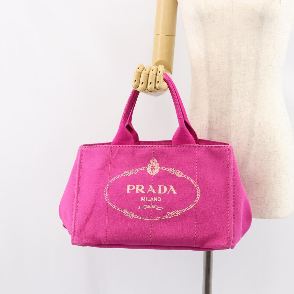 Prada Canapa Tote Canvas Pink Canvas Tote Bag Bag (Pre-Owned)