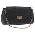 Chanel Chocolate Bar Accordion Reissue Flap Bag Quilted Lambskin Black Leather Shoulder Bag Bag (Pre-Owned)